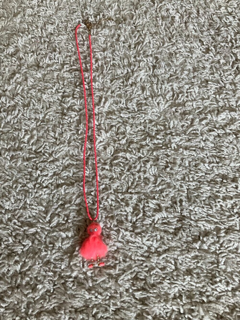 J.CREW CREWCUTS FUZZY MONSTER PENDANT NECKLACE. CORAL.
